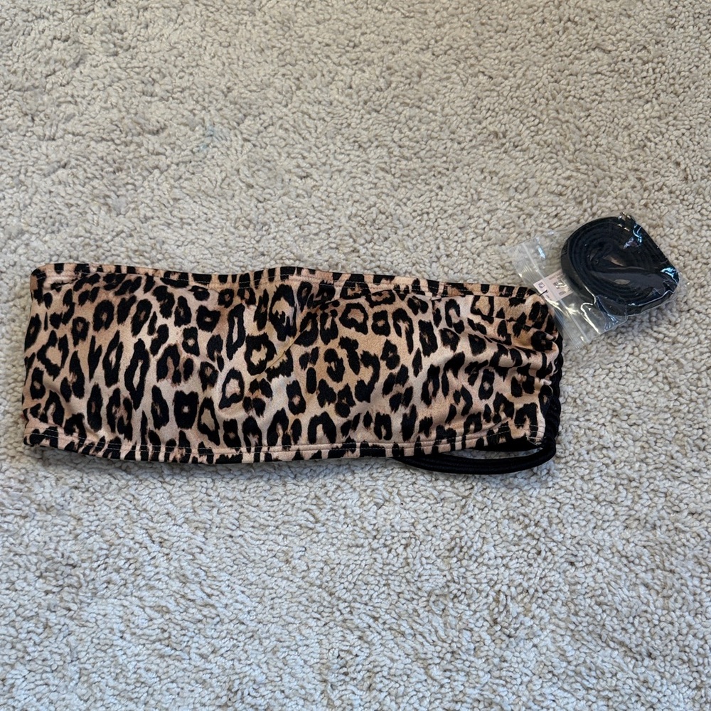 Victoria Secret Bandeau Top Swim M Leopard Print